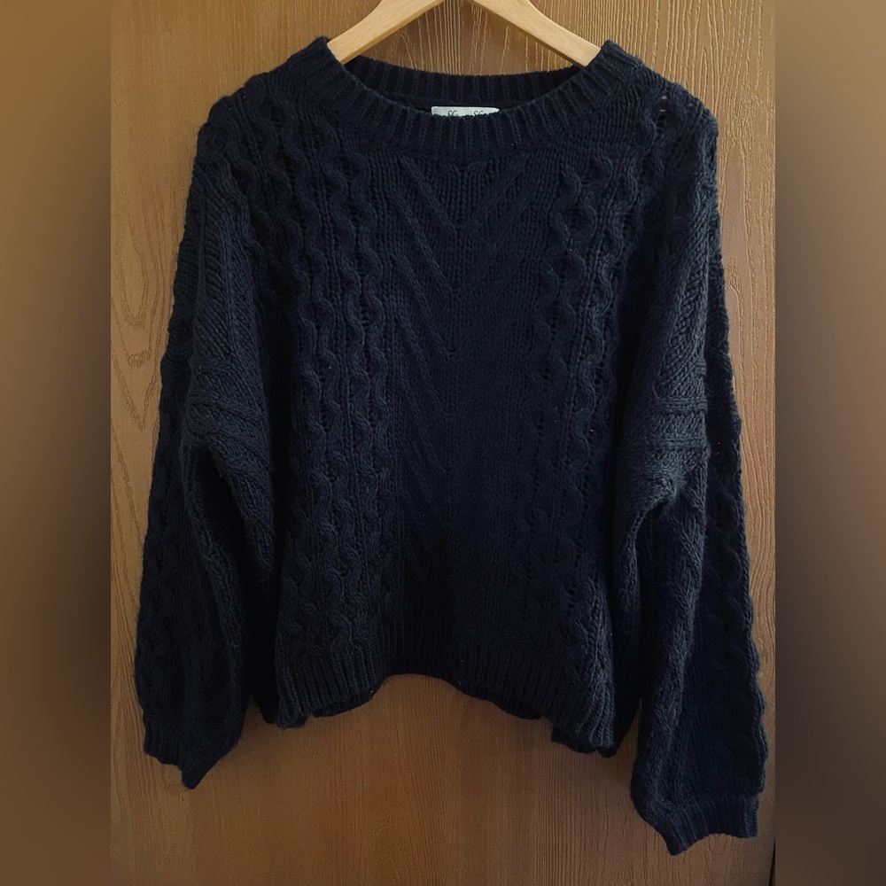 She+Sky Navy Cable Knit Sweater